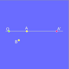 Dados O, A y A'. Punto exterior